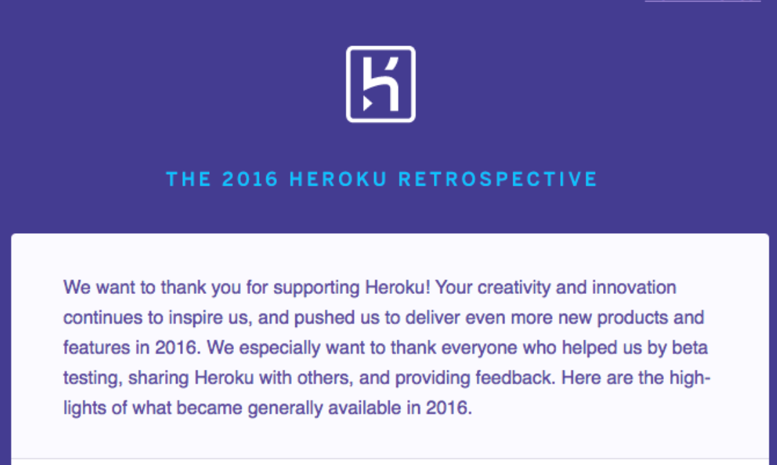 Thank you for your feedback example - Heroku