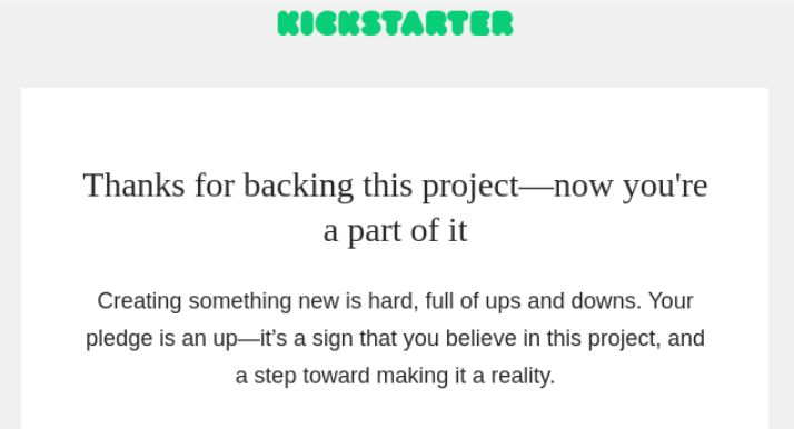 Thank you for your feedback example - Kickstarter