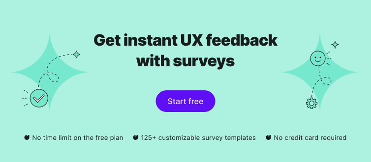 ux survey question examples CTA banner